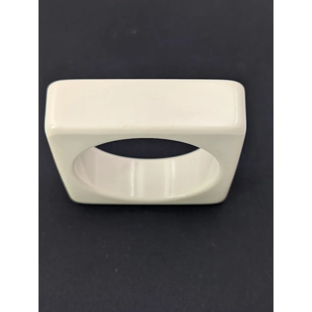 Vintage 80s Square‎ Bangle Bracelet Off White Chunky Geometric Statement